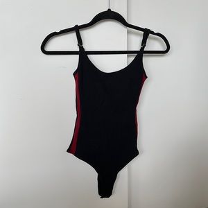 bodysuit with red stripes